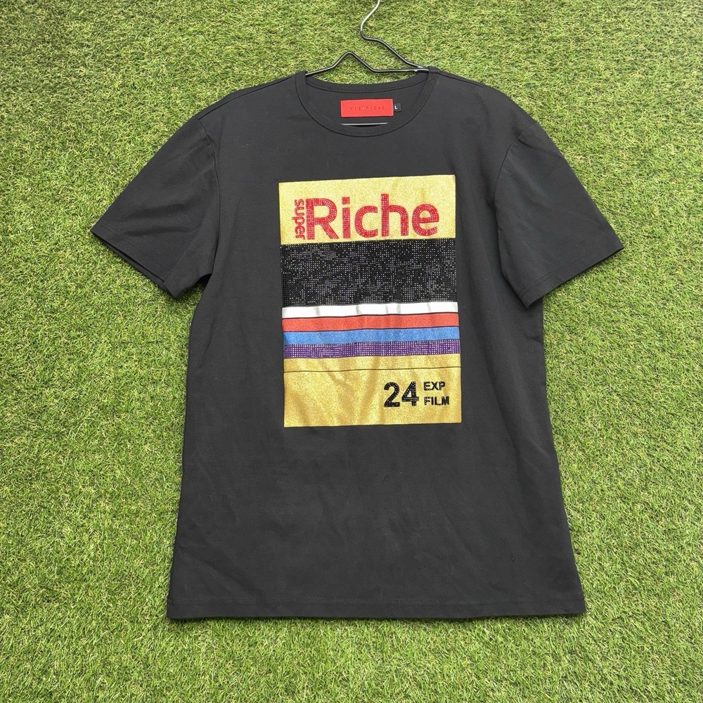 Vie+Riche Shirt Mens Large Black Gemstone Graphic Print Cotton Streetwear y2k